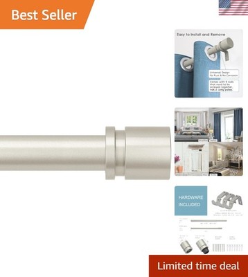 Brushed Nickel Adjustable Curtain Rod 16-144 Inches, Heavy Duty 1 Inch Diameter