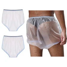 Adult Diaper Cover Unisex Leak-Proof Plastic Pants Incontinence Underwear Briefs