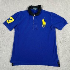 Polo Ralph Lauren Polo Shirt Boys Large 14-16 Blue Big Pony Logo Rugby Cotton