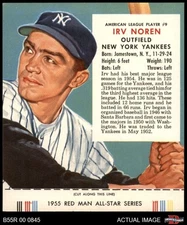 1955 Red Man #9 Irv Noren With Tab Yankees 4 - VG/EX