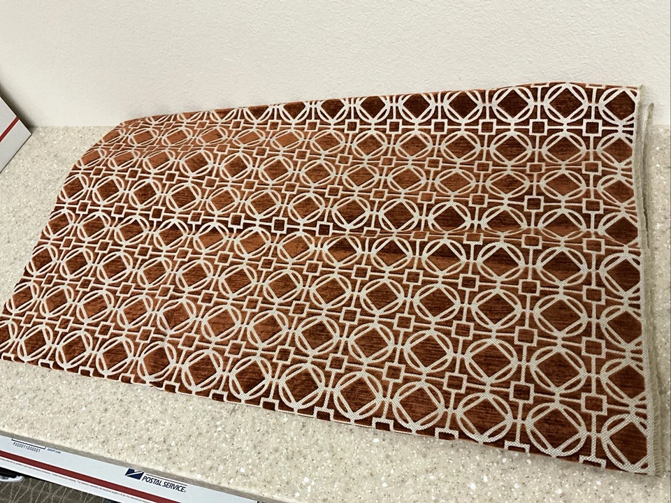 High End Designer Fabric Remnant Linen With Beautiful CopperColor Velvet Texture - Image 2 of 4