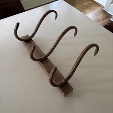 Cappello vintage in legno curvato 3 ganci montaggio a parete cappotto giacca sciarpa rack stile Thonet marrone