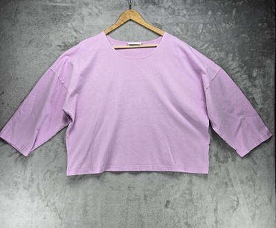 Bryn Walker XS Cotton Boxy Top Light Pink Oversized Lagenlook Minimalist