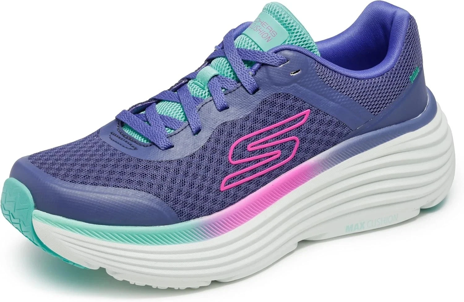 Skechers Shoes Women Purple Max Cushioning Running Comfort Sport Casual 129470