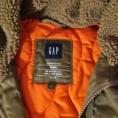 Vintage Y2k GAP Hooded Parka Snorkel Men's L Army Green image 9