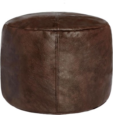 Thgonwid Unstuffed Faux Leather Pouf Cover, 16.5 x12.5 , Matte Coffee 