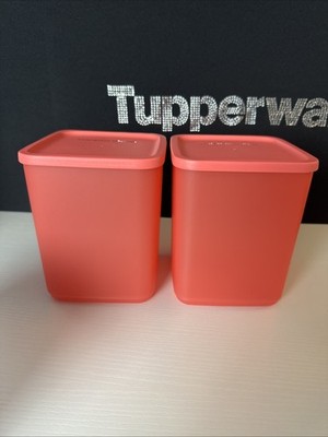 Tupperware Basic Bright Square Container 7.5 Cup Set Of 2 Orange Guava ...