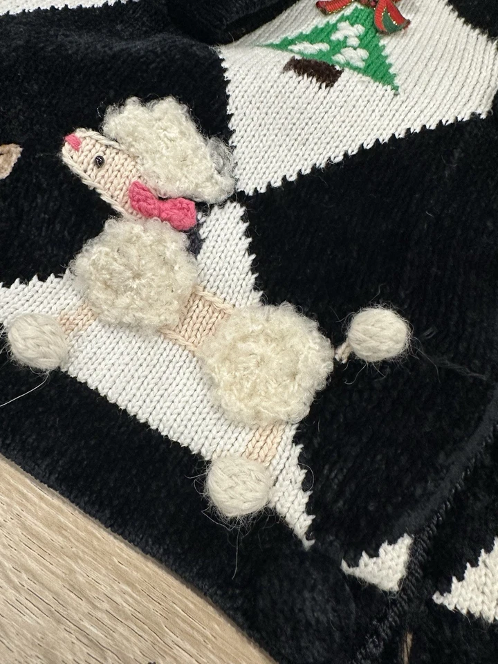 Cárdigan Suéter Berek Navidad Tejido L Perros Caniche Bordado Piel Boutique Foto 2 de 4