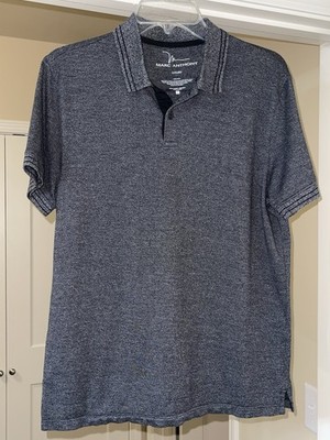 Marc Anthony Polo Shirt Mens M Blue Heathered Slim Fit Short Sleeve Casual