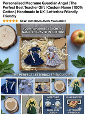 Personalised Teacher Gift Macrame Angel Keychain | 100% Cotton. Thank You School