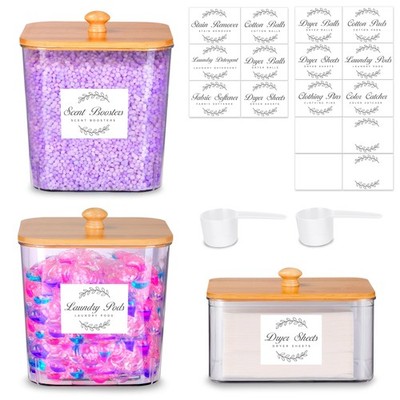 3 Pack Laundry Pods Container & Dryer Sheet Holder Set, Clear Laundry Room Or...