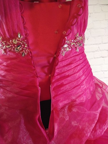 NWT fuchia pink FOREVER YOURS prom dress w/bling - SIZE 2 / GORGEOUS!!!!! - Picture 11 of 22