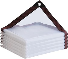 Clear Tarp Waterproof 4x8-Heavy Duty Plastic Tarps,Vinyl Transparent Tarpauli...