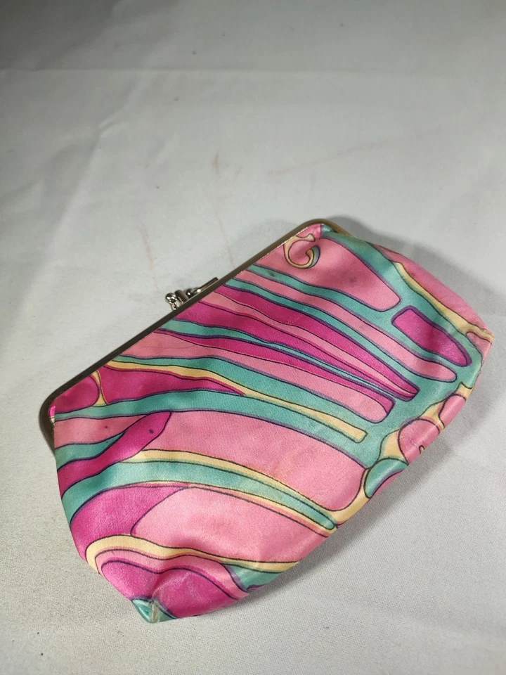 Monedero psicodélico vintage años 60 colores con broche de beso de metal tono dorado Foto 2 de 4