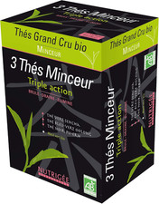 3 THÉS MINCEUR BIO • Brûle • Draine • Elimine • Thé Vert SENCHA • Thé Bleu-Vert