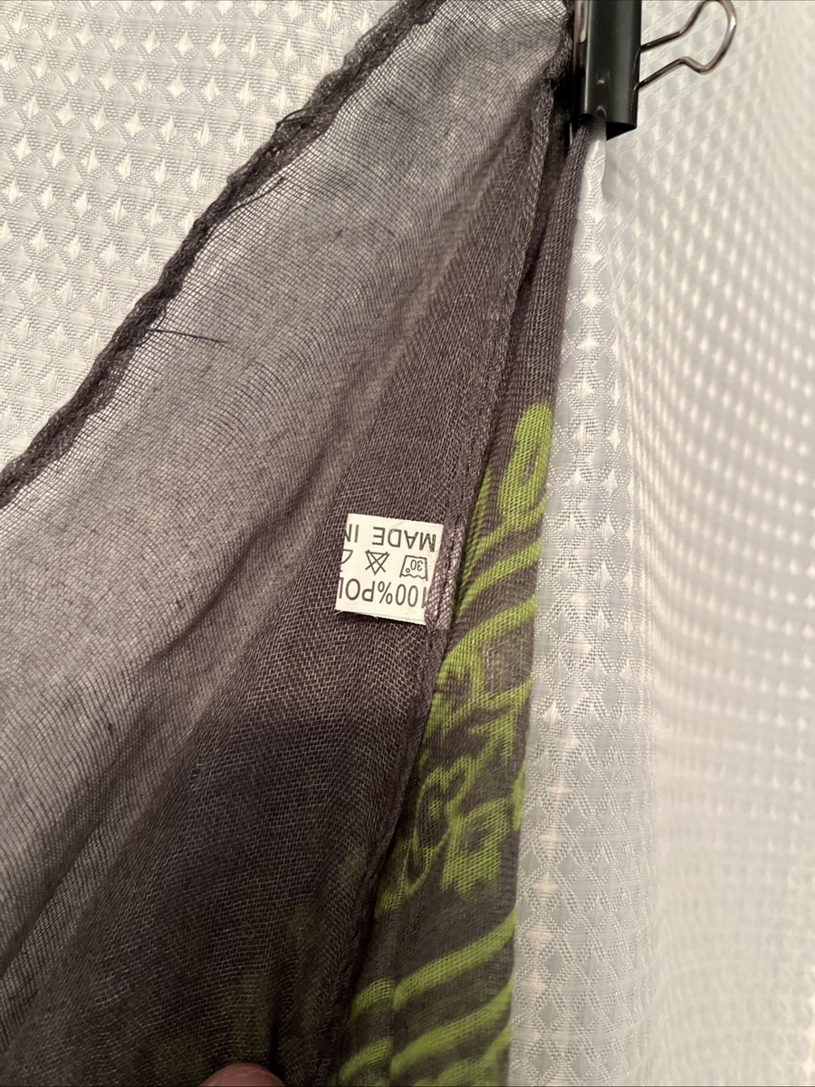 Fashion Infinity Scarf Shree Ganesh mantra prayer  33x44 Polyester  Green gray View 6