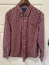 Polo Ralph Lauren Assn Shirt Men’s Red Check White Blue Button Down #129