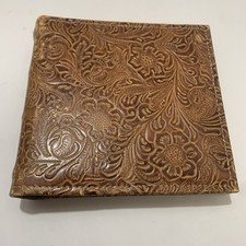 Vintage Photo Album Tooled Leather 7x7 Inches