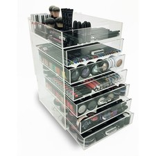 NEW DELUXE MAKEUP ORGANIZER - ACRYLIC 7 TIER DRAWER COSMETIC DISPLAY CASE