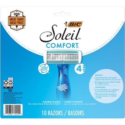 BIC Soleil Comfort Women s Disposable Razors, 4 Blades, 10 Count Pack
