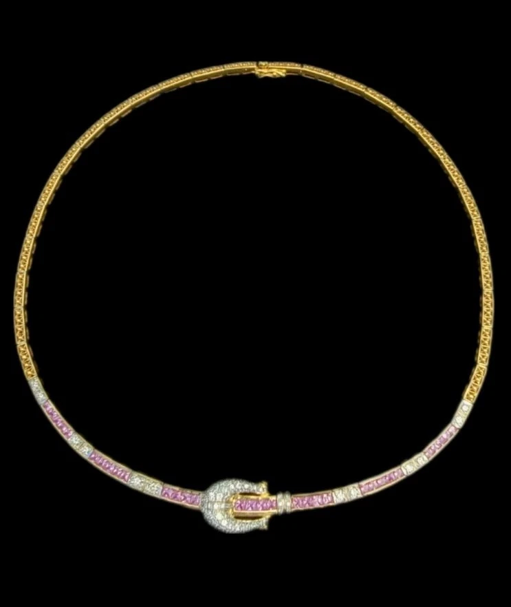 Collar Bellarri Oro Diamante y Zafiro Estate 28,9 gm Foto 4 de 4