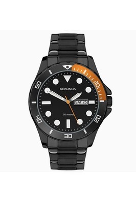 Sekonda Herren Schwarz Edelstahl 44mm Sportuhr 30120