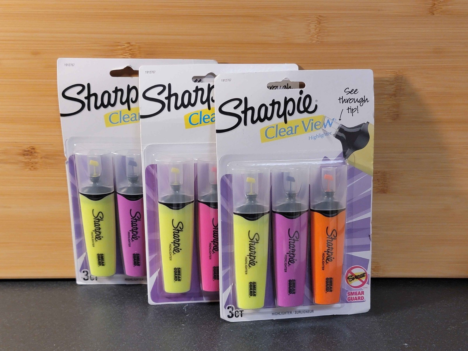Sharpie Clear View Highlighters Assorted Colors, 3 Packs of 3 [NEW]