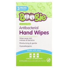 Antibacterial Hand Wipes, Alcohol Free, 3 Packs, 20 Wipes Each