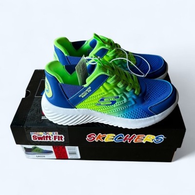 Skechers Kids Hands Free Swift Fit Shoes, Blue Green, Kids Size 2, 21 CM