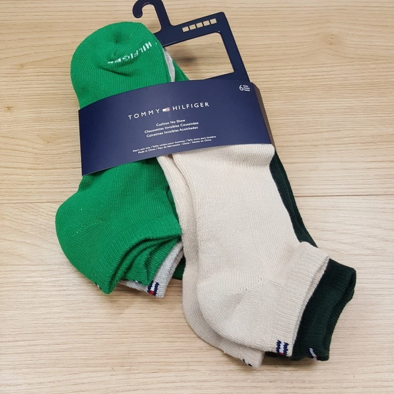 Paquete de 5 calcetines tobilleros TOMMY HILFIGER corte bajo no show verde tostado gris logotipo acolchado Foto 2 de 3