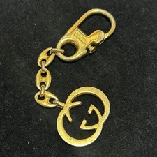 Gucci Interlocking G Key Ring Key Chain Bag Charm Gold Made in Italy Authentic