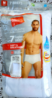 7 Pack Hanes Ultimate Tagless Brief Comfort Flex Waist, White Soft Men's Medium