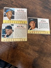 1963 Post Baseball 3 Cards: Kaline,banks, mays Hand Cut Cards
