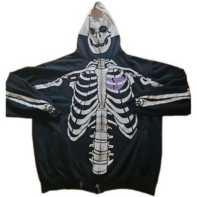 Vintage LRG Dead Serious Skeleton Zip Hoodie XXXXL 4XL Missing 1 Zip Pull Y2K 