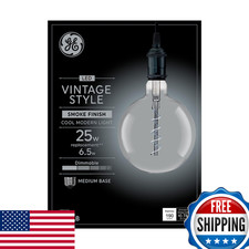 Ge Vintage Style Led Light Bulb 25 Watt Smoke Finish G63 Globe Bulb 1 Pack