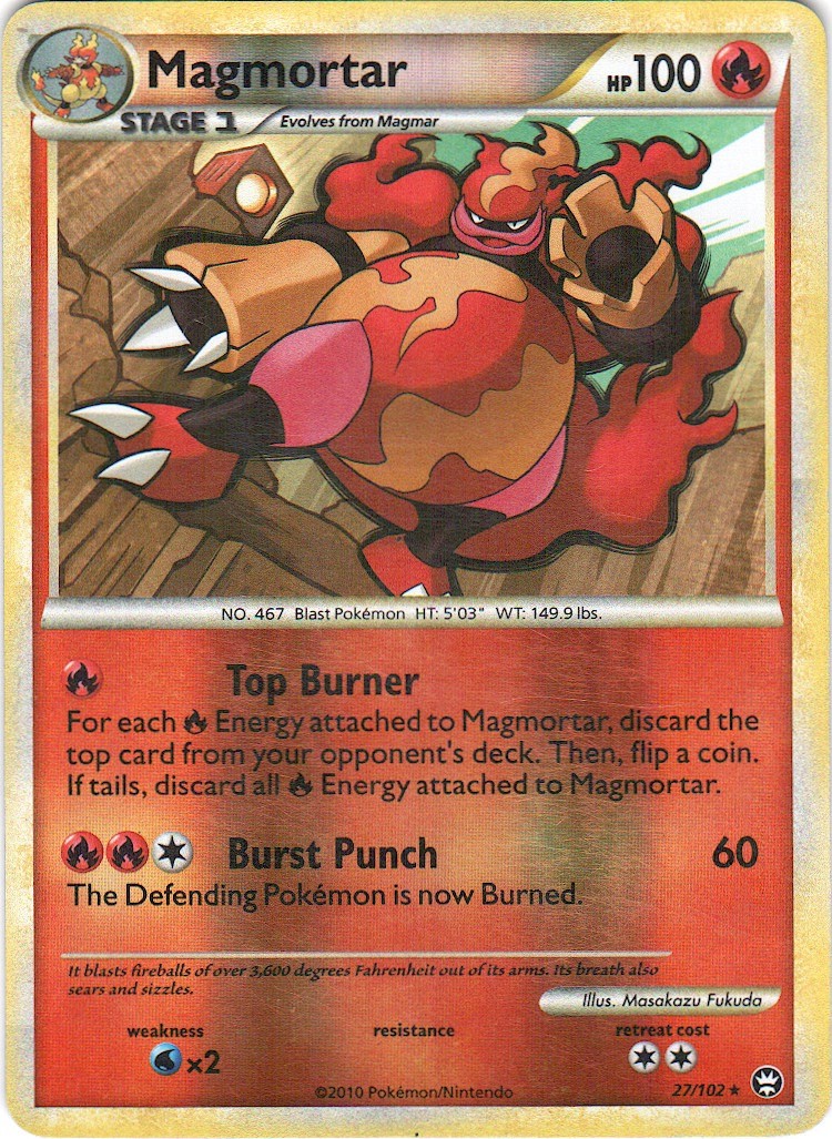 Magmortar 27/102 R HGSS Triumphant Pokemon Reverse Holo MP