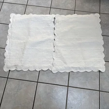 Pair of Ralph Lauren Quilted Off White Button Close Standard Pillow Shams 28 X22