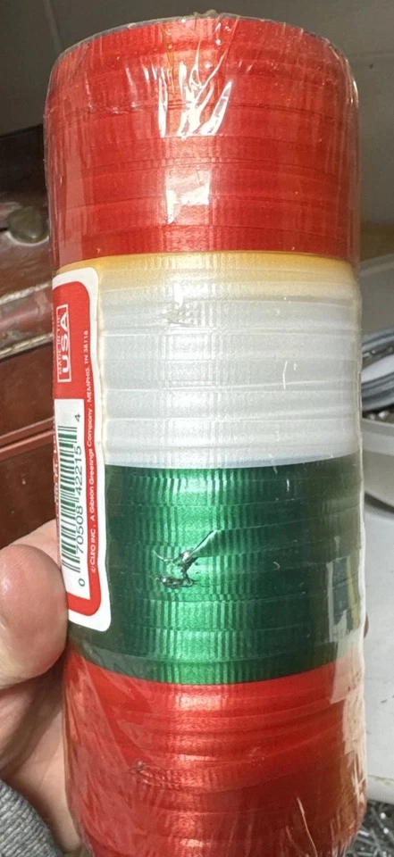 Cleo Vintage Christmas Curling Ribbon New 400 Ft Red Green White Holidays - Image 2 of 4