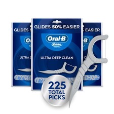 Selecciones de hilo dental Oral-B Glide Ultra Deep Clean, elimina 75 pies (paquete de 3), gris