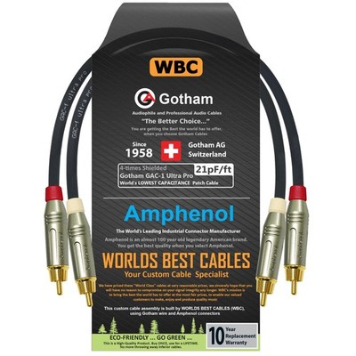 1.5 Foot RCA Cable Pair - Gotham GAC-1 Ultra - Low-Cap (21pF/ft) Audio Interc...