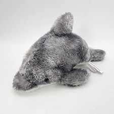 Aurora Dolphin Plush Stuffed Animal Toy 9" Gray Fur White Belly Hard Eyes 2021