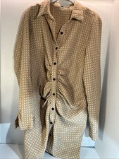 Prettylittlethings Women’s Dress Size 10 Poly Long Sleeves Button Front Collard