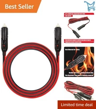 10FT 16AWG Heavy Duty Male to Male Cigarette Lighter Charger Cord with LED Fuse
