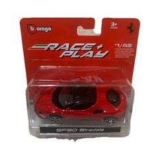 Burago 1/43 Race and Play Ferrari Car SF90 Stradale Red Diecast