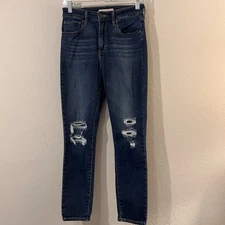 Levi’s 721 High Rise Skinny Jeans Dark Wash Women’s Size 27 Stretch Distressed
