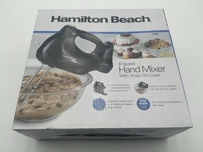 Hamilton Beach Hand Mixer 6-Speed 62692G Snap-On Case, 2 Beaters + Whisk SEALED