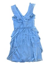 Adrianna Papell Teal Blue Formal Ruffle Layer Knee-length Dress Size 6