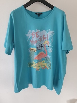 Damen Kurzarm T-Shirt ULLA POPKEN Gr 54 /56 Blau 100% Baumwolle