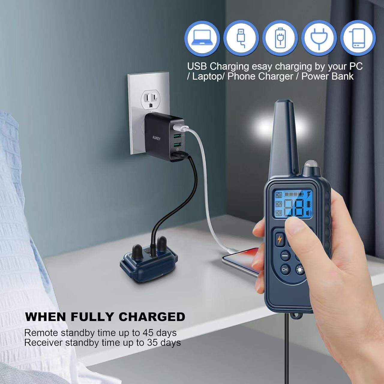 2600 FT Dog Training Collar Rechargeable Remote Shock PET Waterproof US Trainer