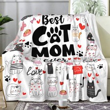 Cat Mom Blanket Just A Girl Who Loves Cats Throw Blanket Gifts for Animals Lo...
